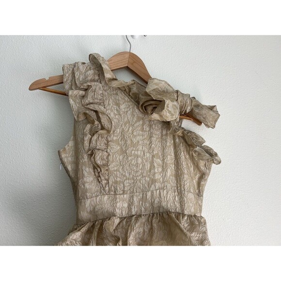 Rare Ulla Johnson Organza Brocade Ruffled Gown Ivory Gold Metallic Tiered Dress - Picture 10 of 13